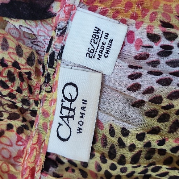 CATO Multicolor Abstract Short Sleeve Sheer Open Cardigan - Picture 5 of 5